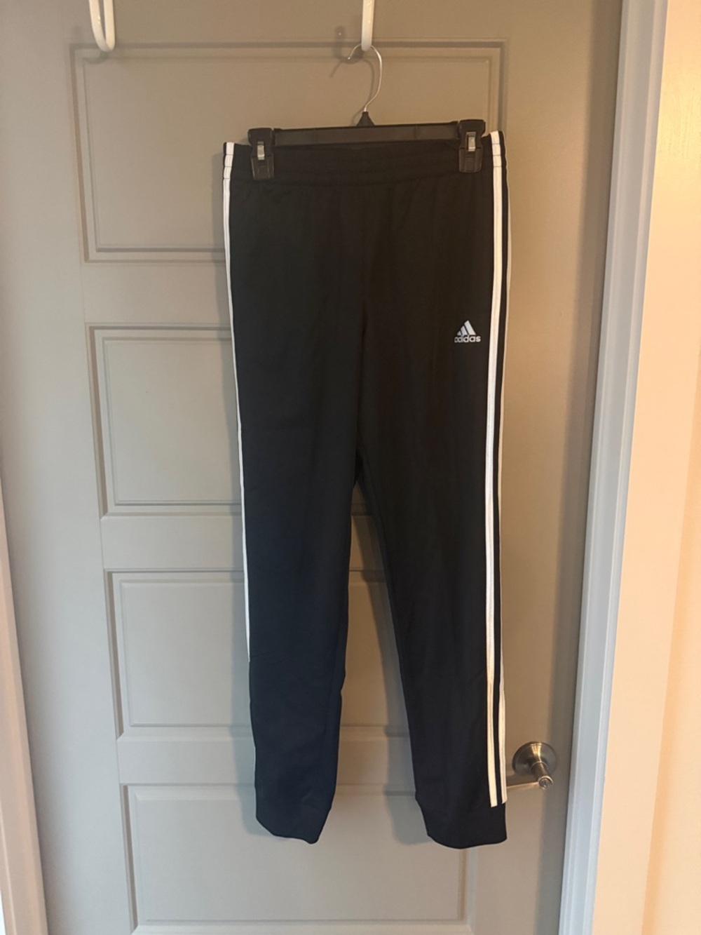 adidas Black Sweatpants with White Side Stripes - Kids